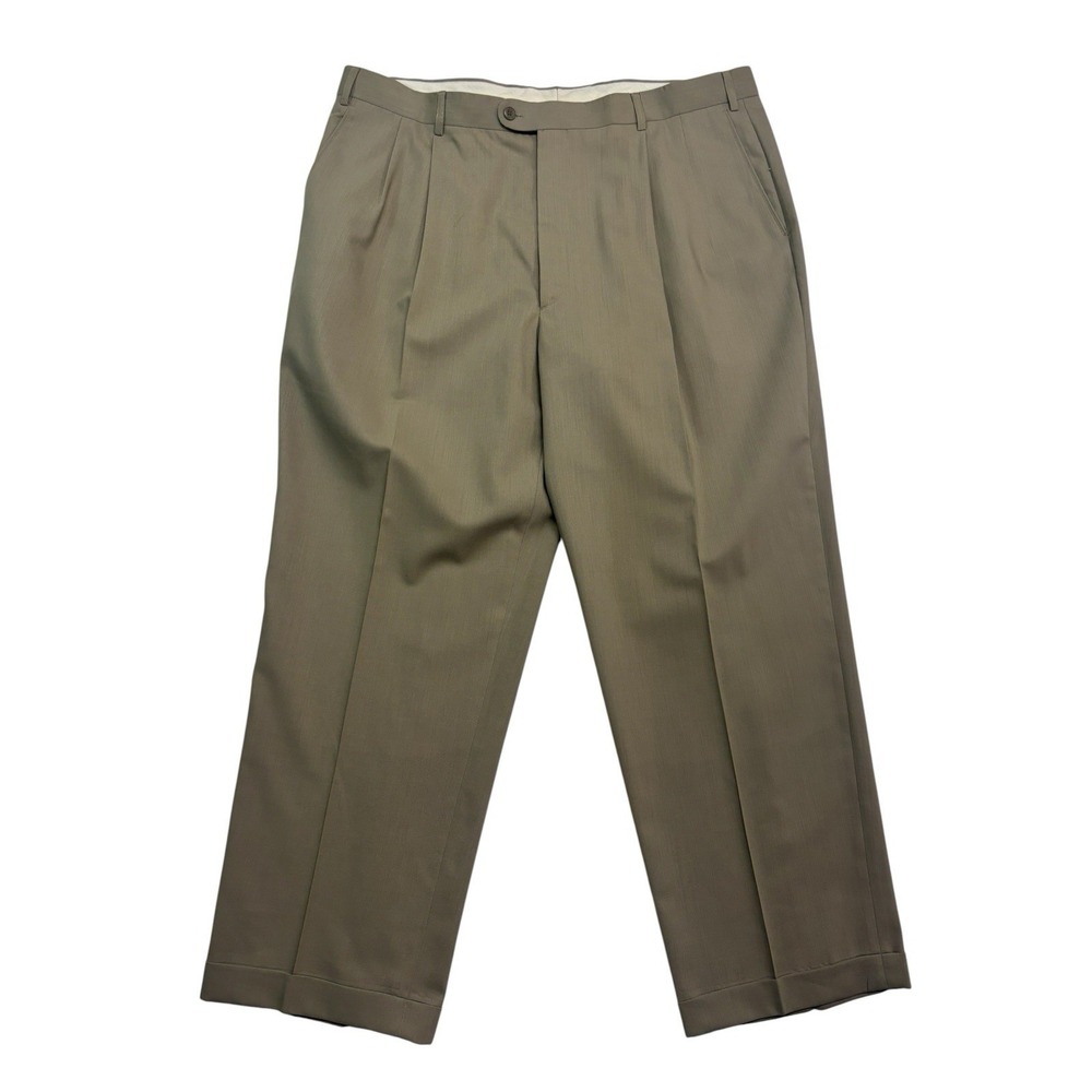 Linea Naturale 42x30 Tan Dress Suit Pants Trousers Italy Wool Pleated High Waist